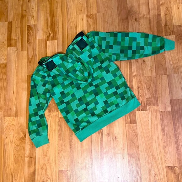 Kids Mad Engine Green Pixelated Minecraft Creeper Hoodie - Picture 8 of 10